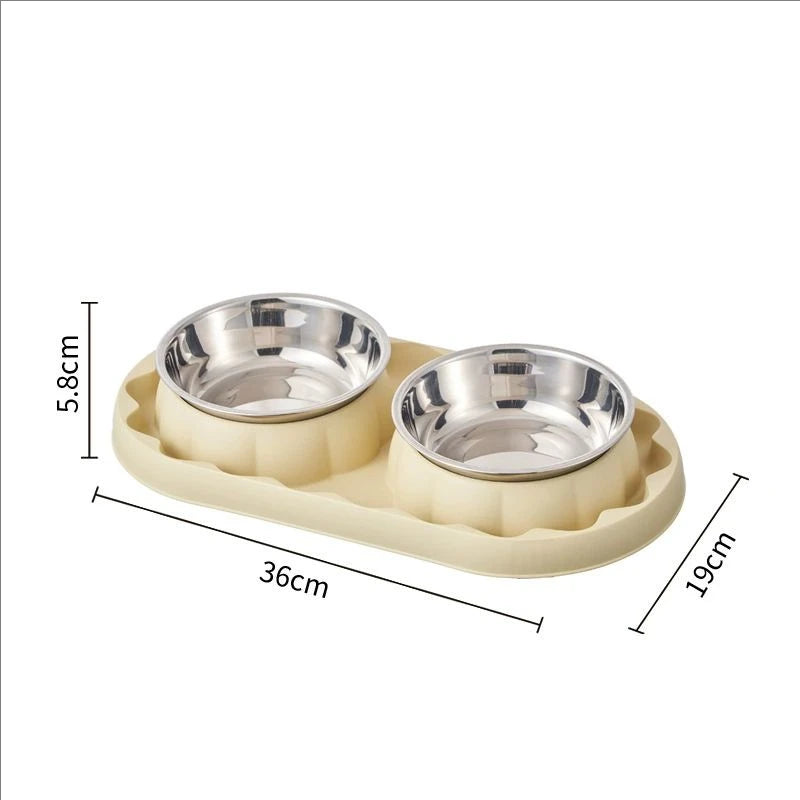 Bowtie Dog Food Bowl And Cat Double Bowl Set Pet Drinking Supplies