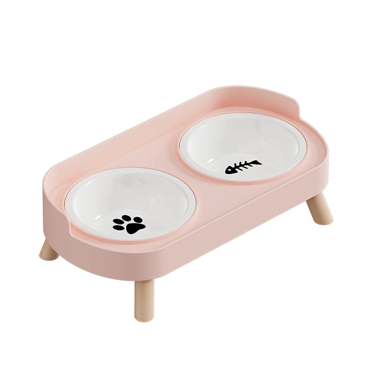 Pet cat dual bowl feeder, height adjustable cat and dog water dispenser