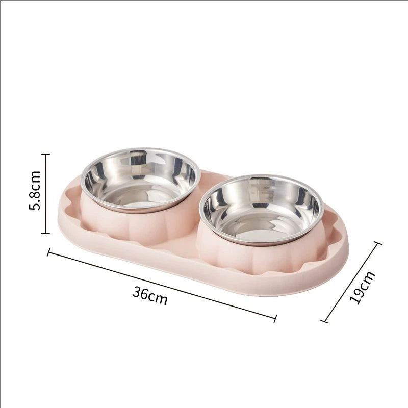 Bowtie Dog Food Bowl And Cat Double Bowl Set Pet Drinking Supplies