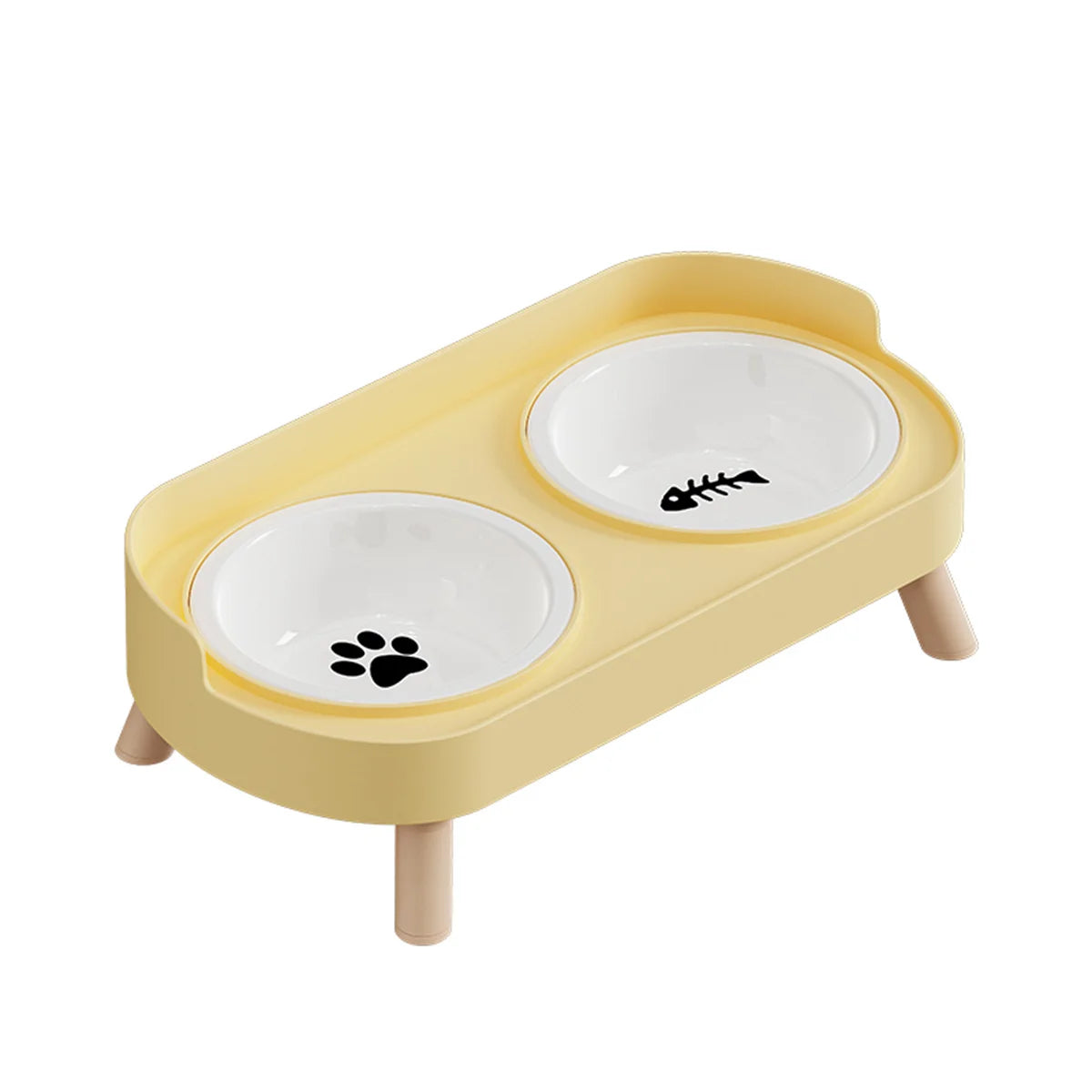 Pet cat dual bowl feeder, height adjustable cat and dog water dispenser