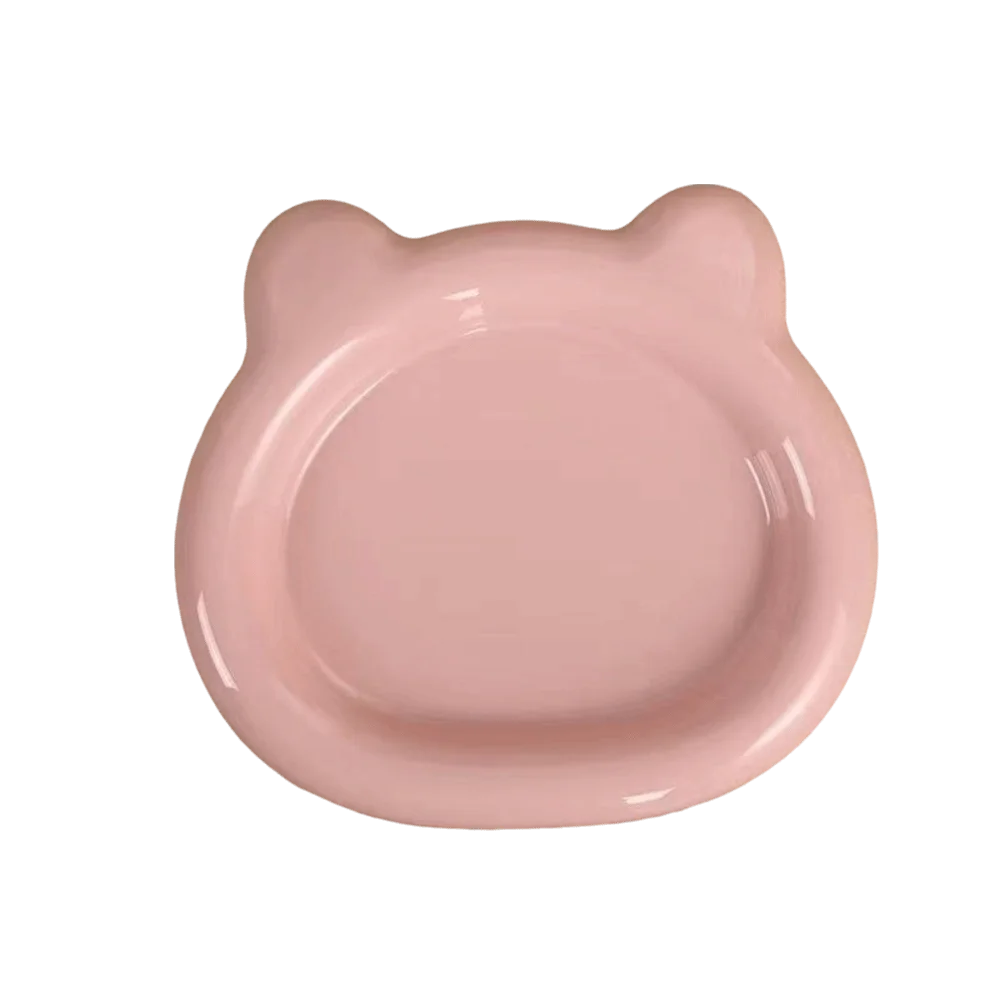 Durable plastic PP cat bowl, cute kitten bowl, teddy bear pet supplies