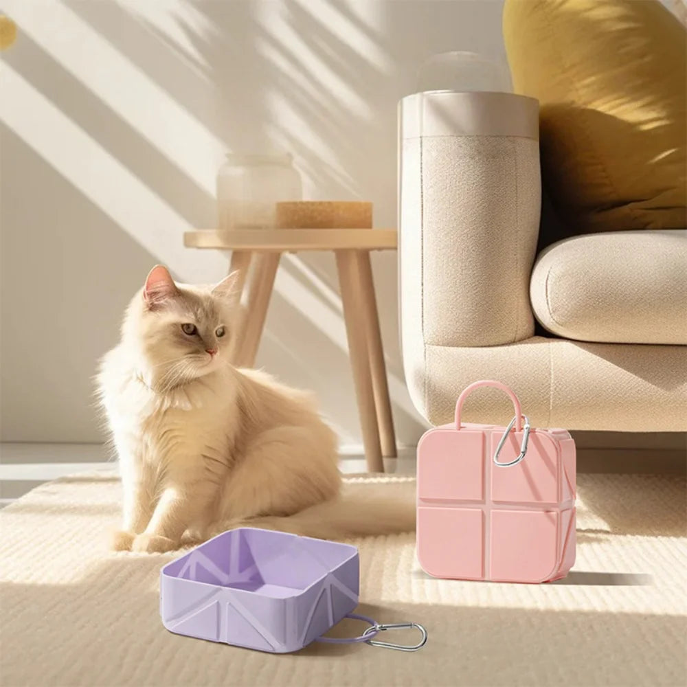 Silicone Foldable Pet Travel Bowl: Portable Dog and Cat Bowl for Outdoor Food and Water - Camping, Hiking, and Outing Use