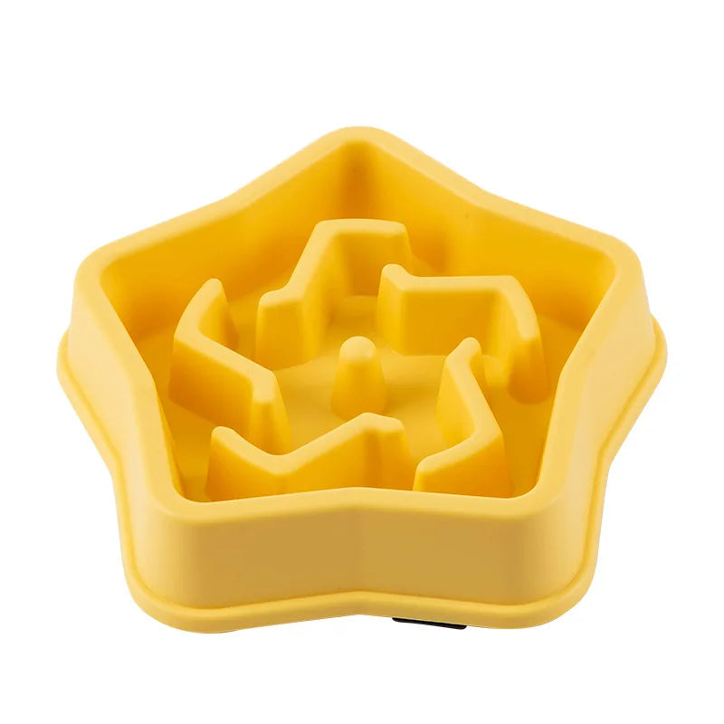 Pet cats and dogs slow eating bowl fat helps with health, round anti suffocation, thick anti slip, multi-color