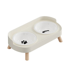 Pet cat dual bowl feeder, height adjustable cat and dog water dispenser