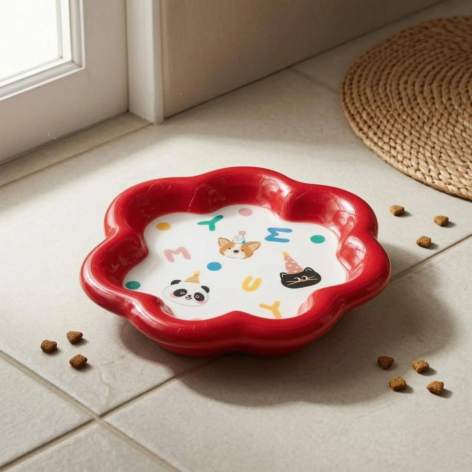 Various shapes of pet feeding bowls